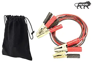 KADERA Heavy Duty Car Jumper Cable 10 Sq.mm (7 Gauge Appx), 8 Ft. Each (2.4 Mtrs.) Long, 100 percent Copper Wire for Cars & SUVs with Carry Bag(Made in India)