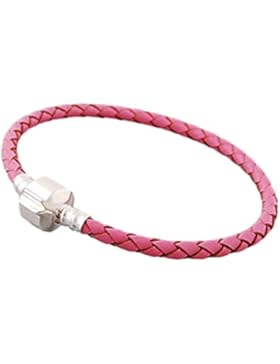 Charm Buddy Charm-Armband für Junge/Mädchen/Kinder Rosa 15cm für Pandora-Charm-Perlen, Leder