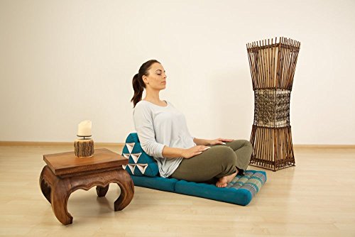 Kapokkissen der Marke Asia Wohnstudio, Thaikissen aus Thailand, Thaikissen mit 2 Auflagen, Dreieckskissen bzw. Triangelkissen als Jumbo XXL Sitzkissen und Thaimatte (grün) - 6