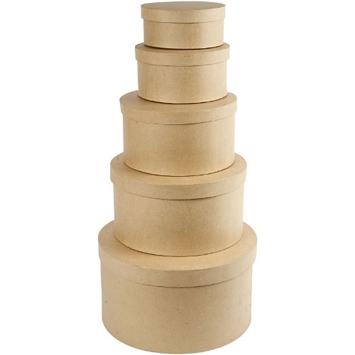 Creativ Hutschachtel aus Pappmaschee, rund, 35,5 cm, 5 Stück