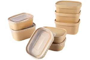 Arredo Chef Barquette Écologique en Carton Kraft pour Restauration à Emporter - Contenant Alimentaire Recyclable et Résistant lot de 50 pièces (Couvercle en PP, 750 ML)