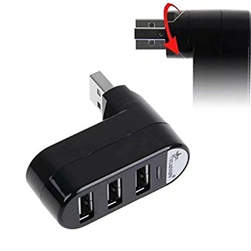 Hipipooo 90°/180° Drehender Mini 3 Port USB 2.0 Hub Externer Splitter Expand Adapter Für PS3, Xbox, Wii, PC, MAC, Laptop, NoteBook, Mac Buch, NetBook, Tablet, Tab, unterstützt Windows Vista / 7 / Mac(Schwarz)