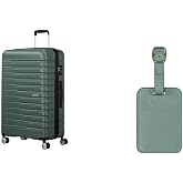 American tourister Flashline Spinner L Suitcase 78 cm Black with Luggage Strap, Green (Dark Forest, Iceberg Green), Spinner L