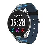 elecfan Smart Fitness Tracker mit Herzfrequenz 1,3 Zoll, Blutdruckmonitor Schrittzähler gehärtetes Glas Bildschirm Armbanduhr Vibrationsalarm Anruf SMS Beachten für iOS Android Handy