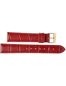 12 mm KAISER Uhren Lederband Uhrenarmband Lederuhrband Rot 12 mm Schliesse: gelb