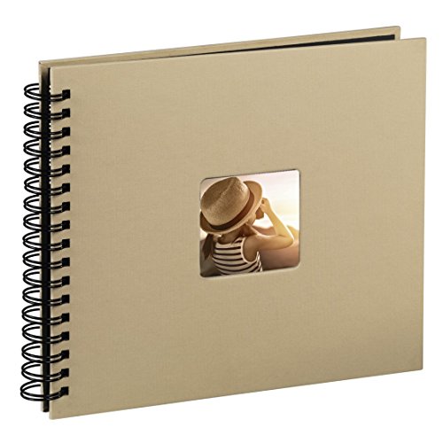 Hama Fine Art - Álbum de fotos, 50 páginas negras (25 hojas), álbum con espiral, 36 x 32 cm, con compartimento para insertar foto, taupe/beige