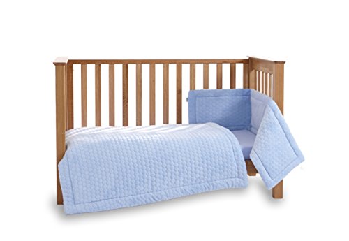 Clair de Lune Marshmallow 3 Piece Cot/Cot Bed Quilt & Bumper Bedding Set - Blue