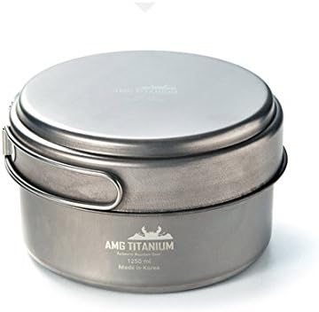 AMG Titanium Lightweight Uncoated Outdoor Camping Cookware Backpacking - Medium 42.26Oz