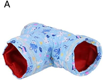Banana Heaven 3 Way Small Animal Tunnel Rabbit Ferret Hamster Guinea Pig Exercise Toy Pet Tube (Blue)