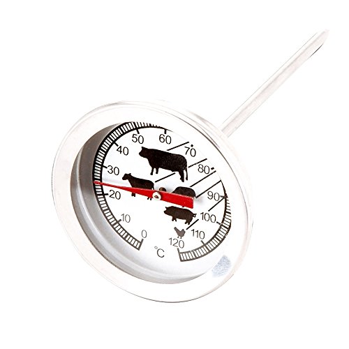 Fleischthermometer aus Edelstahl | Küchenthermometer von 0°C bis 120°C | Bratenthermometer Grillthermometer Ofenthermometer für Fleisch, Fisch und Geflügel