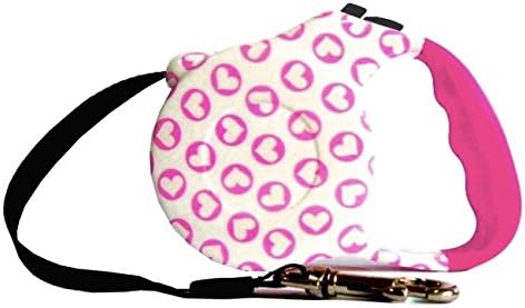 Retractable Dog Lead fortesan Hearts – Extendible up to 5 meters, with Nylon Collar