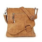 taschen leder damen design - viele Fächer HANDTASCHE SCHULTERTASCHE UMHÄNGETASCHE USED OPTIK VON BAG STREET, RIEGEL (Cognac)