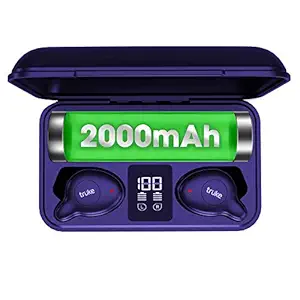 truke Fit Pro Power True Wireless in Ear Earbuds with Mic (TWS) Dolphin Design 2.0, Quick Charging Headphones, Digital LED 2000mAh Case, Bluetooth 5, 13mm Driver, Built-in Mic (Royal Blue)