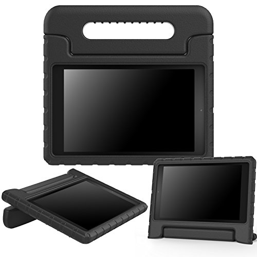 MoKo Fire HD 8 2015 Hülle - Superleicht EVA Stoßfest Kinderfreundlich Kinder Schutzhülle mit umwandelbarer Handgriff und Standfunktion für Amazon Fire HD 8 Zoll (5. Generation - 2015 Modell), Schwarz (Nicht für Fire HD 8 2016)