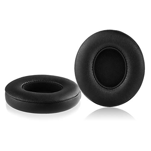 Solo 2 Wired Replacement Earpads - JARMOR Protein Leather & Memory Foam Ear Cushion Pads for Beats Solo2 Wired On-Ear Headphones by Dr. Dre ONLY (NOT FIT SOLO 2.0/3.0 WIRELESS) - Black