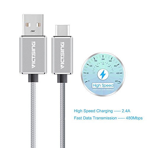 VicTsing 1m USB 3.1 Typ C Type C auf USB 2.0 Männlich to Männlich Nylon Braided Kabel Adapter mit Reversiblen Connector für Macbook 12inch 2015, ChromeBook Pixel, Nokia N1, Nexus 5x Nexus 6P usw. – Space Grau - 4