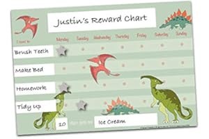 GÉNERIC Dinosaur Reward Chart with reusable hook and loop stars by Cerise Publishing