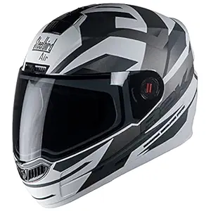 Steelbird SBA-1 R2K Full Face Graphics Helmet in Matt Finish (Large 600 MM, Matt White Grey with Smoke Visor)