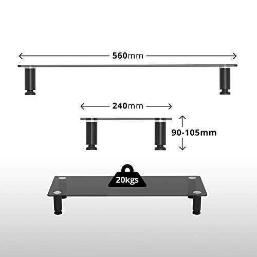 Duronic DM052-2 Bildschirmständer aus Glas 56 cm x 24 cm bis zu 40 kg - 3
