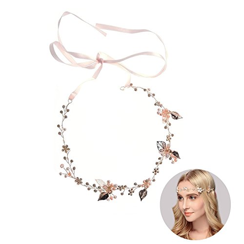 Haarschmuck von Oshide Blättern und Blumen Weiß Perlengirlande mit Strass Braut Braut Haarschmuck