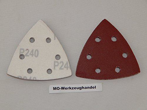 50 Stück SBS Klett-Schleifdreiecke 93x93x93 mm Korn 240 für Delta-Schleifer 6 Loch