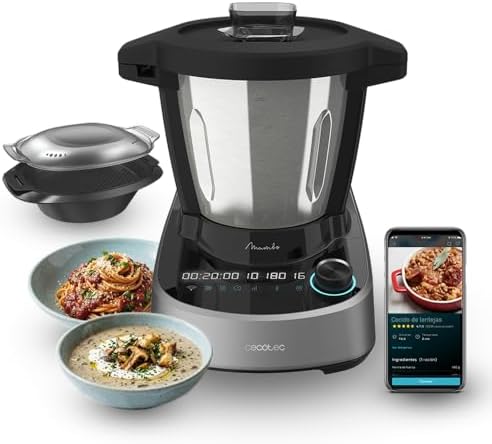 Cecotec Robot da Cucina Multifunzione Mambo 11090 Daily. Capacità 3,3 Litri, 37 Funzioni, 4 Preparazioni Contemporaneamente, Touch, App Mambo con Ricettario, Bilancia e Caraffa in Acciaio Inox