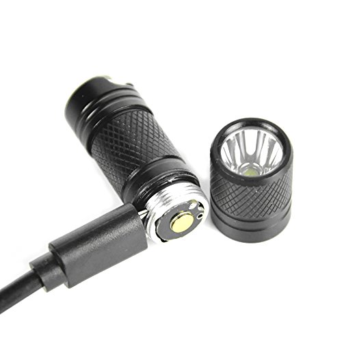 Boruit LED Flashlight ,Micro USB Mini Taschenlampe,Micro Taschenlampe Aufladbare Wasserdicht zum Innenbeleuchtung und Bewegungen im Freien (Schwarz) - 7