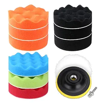 Electomania Buffing Sponge Pads Kit for Car Sanding Polishing Waxing Sealing Glaze (12Pcs, 4 inch)