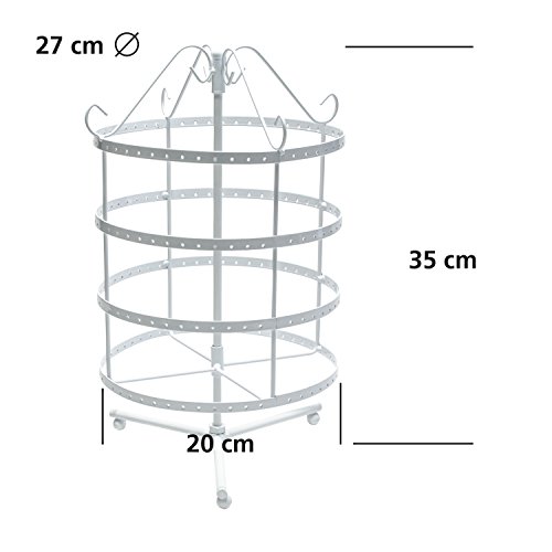 VENKON – Design Schmuckständer Drehbarer Schmuck Organizer Ohrringhalter Kettenhalter – weiß – 35 x 23 cm - 3