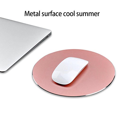 niceEshop(TM) 220x220mm Circular Gaming Aluminium Metall Mauspad mit Wasserdichte Anti Rutsch Gummi Basis und Mattiert Oberfläche Mauspad für Apple MackBook, Rosegold - 5