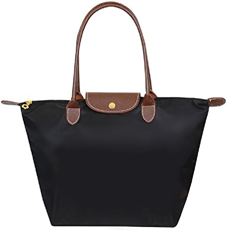 DESIGNER NYLON WATERPROOF TOTE BAG + FREE GIFT SILICONE PURSE (MEDIUM, BLACK)