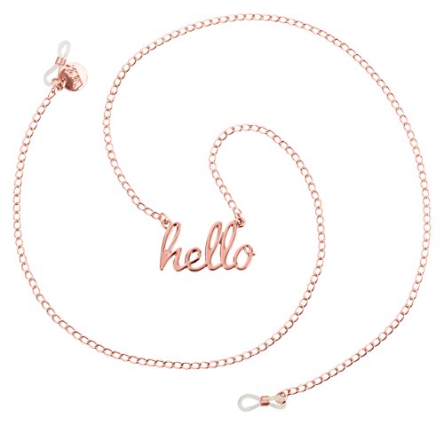Preisvergleich Produktbild likalla Sonnenbrillen- / Brillenkette / Brillenband rosé-gold mit Statement Anhänger hello