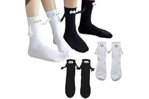 71Nmly 2 pares de calcetines magnéticos para manos en mano, calcetines divertidos magnéticos para mujeres y hombres, regalos especiales, negro blanco, 10
