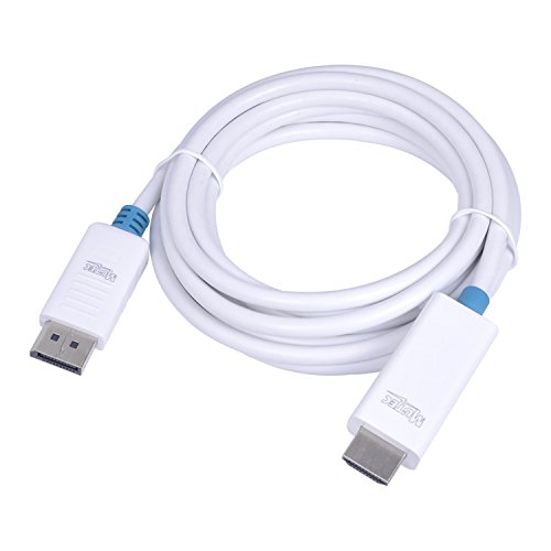 MutecPower 2 Stück von 3 meter DisplayPort (DP) männlich auf HDMI männlich Kabel – 4K Ultra HD – Weiß – 3m Mit 2 Kabelbinder - 2