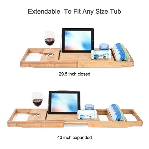 verstellbar ausziehbar Badewanne Rack Badezimmer Aufbewahrung Bambus Bad Caddy Badewanne Rack Badezimmer Aufbewahrung Bambus Bad Caddy Tray - 7