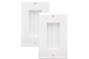 LEENUE Brush Wall Plate, Cable Brush Plate for Insert Wires, Single Gang Cable Entry/Exit Brush Faceplate, 2 Pack White