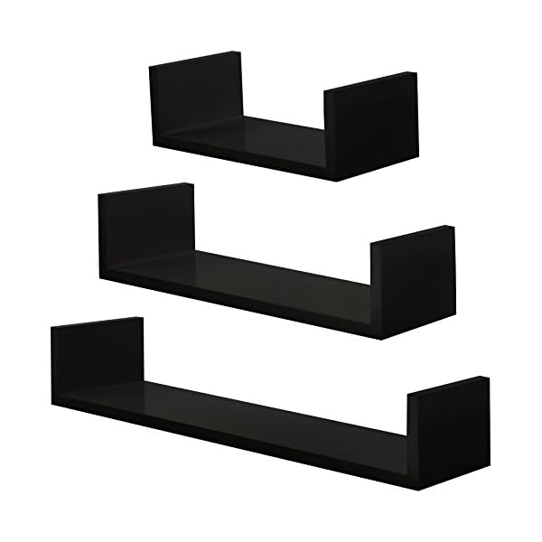 TecTake Set of 3 wall mounted shelves schelf units CD book storage lounge display - different colours -