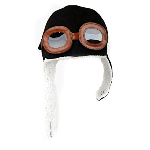 Teensery Baby Toddler Kids Winter Warm Pilot Aviator Cap Fleece Earmuffs Beanie Hat (black)