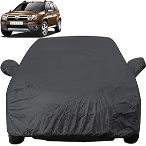 Autofact Car Body Cover with Mirror Pockets Compatible for Renaults Duster (Triple Stitched , Bottom Fully Elastic , Checks Design)