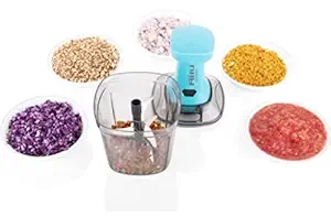 Nirshrut Compact Chopper with 6 Blades for Effortlessly Chopping Vegetables and Fruits Cutter Chopper with Easy Push and Close Button - 1000ML(Multi Color Handle)