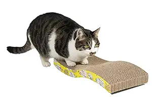 Cat Scratcher Cat Scratching Board Cardboard Scratchers with Wave Curved Catnip Catch Board Mat, Save Your Furniture - Cat Training Scratcher Toy