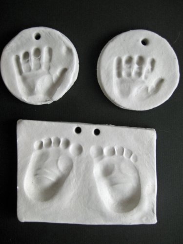 Soft white baby handprint air drying clay kit- makes 8-12 newborn prints