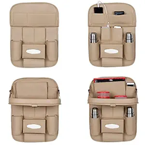 Autofurnish 3D Car Auto Seat Back Multi Pocket Storage Bag Organizer with Car Meal Tray