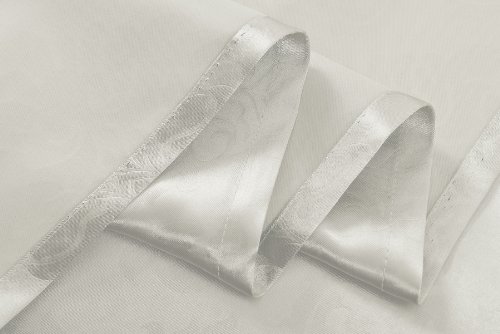 Satin Emboss / Reliefprägung bemustert Vorhang Gardine, Barock, Weiß -20370- Blickdicht zum Verdunkeln mit Ösen, 245×135 (Höhe x Breite in cm), 20370 - 3