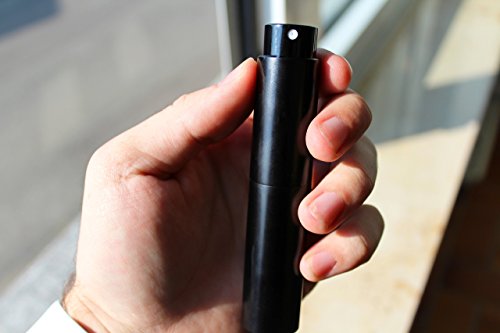 Parfümzerstäuber / Parfumzerstäuber / Taschenzerstäuber – für Parfums, Aftershaves, Gesichtswasser, Haaröl – aus Aluminium – 10ml – leer / auffüllbar / nachfüllbar – mattschwarz - 5