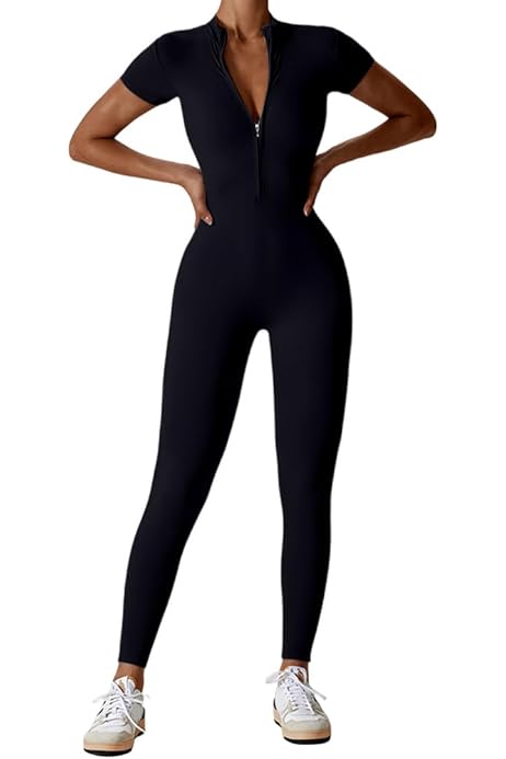 Tuta Intera Donna Sportiva Modellante - Jumpsuit Aderente Per Yoga, Fitness, Palestra Con Effetto Push-Up - Foto 4