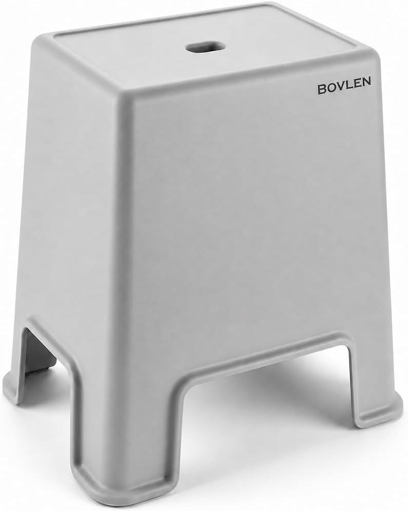 Büyük Boy Kaymaz Banyo Taburesi - 150 kg Taşıma Kapasiteli Kaydırmaz Banyo Taburesi - Çocuk Taburesi - Basamak Tabure - 1. Sınıf Sert Plastik 45 x 40 x 24 cm (Büyük Boy Gri)