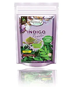 Kerala Ayurvedic Organic Indigo Powder for Hair Black Colour (100 Grams), Natural Avuri Leaf Powder, Neela Amari, Neel Patti, Neelayamari, Neli Aku, Indico Powder, Black. , Black