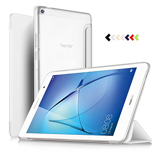 IVSO hochwertiges PU Leder Etui hülle Tasche Case - mit Standfunktion, super 360° Anti-Wrestling, ist für Huawei MediaPad T3 8.0 Tablet-PC perfekt geeignet (Weiß)