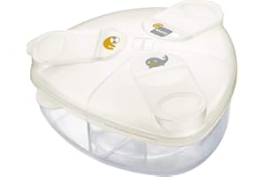 MAM Formula Dispenser | Stores 40g Per Serving and Holds 3 Servings | Spill-Free Snap Cover for Easy Opening | Baby Accessories | White (Various Designs)